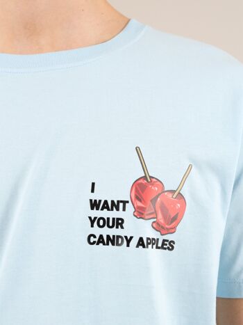 T-shirt Candy Apples pour hommes en bleu clair 2