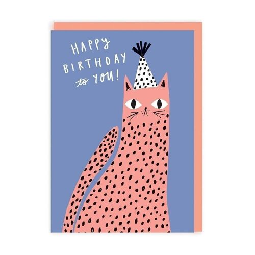 Pink Leopard HBD Greeting Card