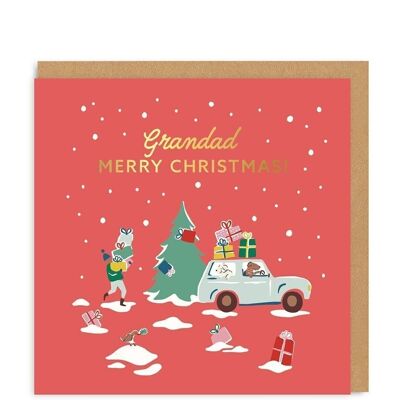 Cath Kidston Grandad Car Merry Christmas Square Greeting Card
