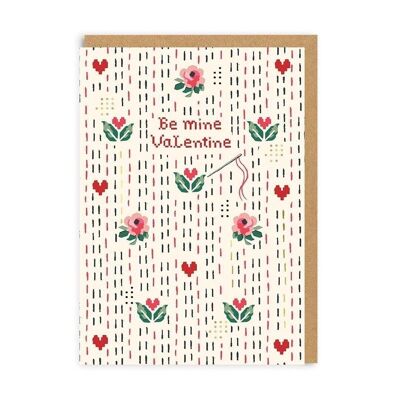 Cath Kidston Stitch Ditsy - Be mine Valentine Greeting Card