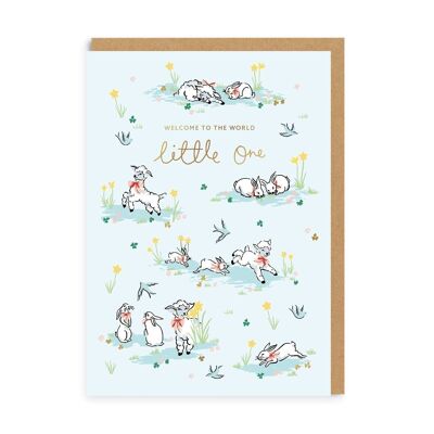 Cath Kidston Grußkarte „Hello Little One Lambs“.