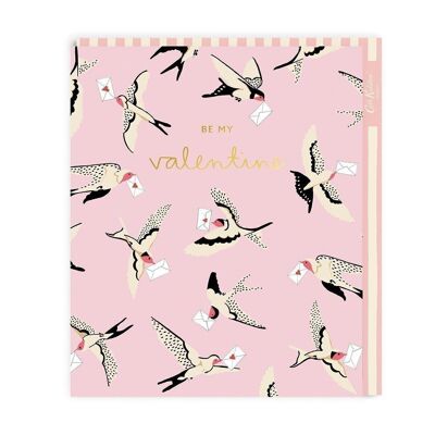 Be My Valentine Pink Bird Valentine's Day Card