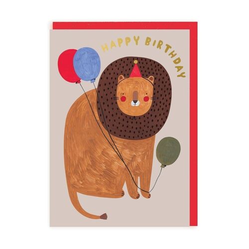 HBD Lions with Balloons Greeting Card