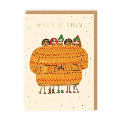 Carte de Noël de pull de vœux chaleureux
