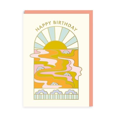 Carte de voeux d'anniversaire au lever du soleil