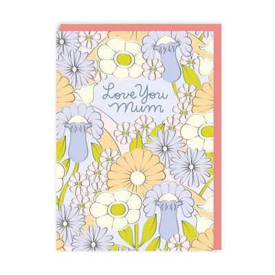 Carte Je t'aime maman Motif floral Fête des mères