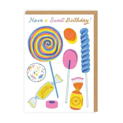 Cartolina d'auguri di compleanno più dolce di caramelle