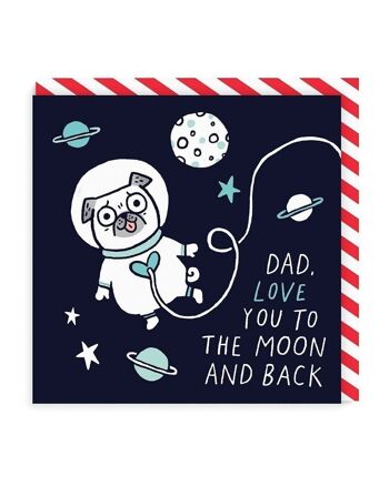 Papa, je t'aime jusqu'à la lune et à l'arrière Carte de vœux 1