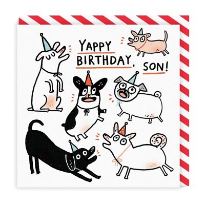 Yappy Birthday Son Square Tarjetas de felicitación