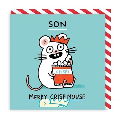 Biglietto di Natale quadrato Son Merry Crispmouse