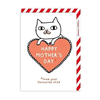 Tarjeta del feliz día de la madre del niño favorito del gato