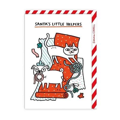 Weihnachtskarte „Die kleinen Helfer des Weihnachtsmanns“.