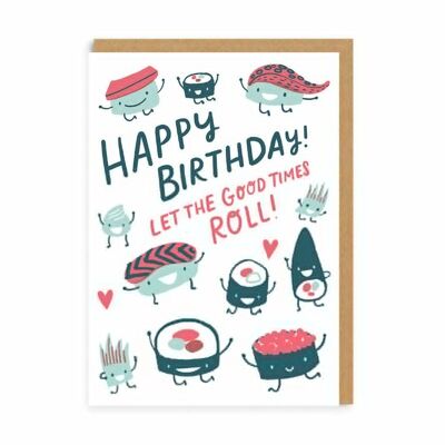 Biglietto d'auguri di compleanno con rotoli di sushi Good Times (7381)