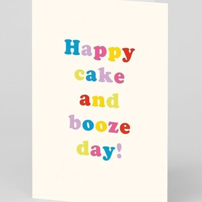 Tarjeta de cumpleaños del día de la torta y el alcohol