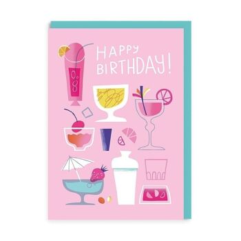 Carte de voeux d'anniversaire de cocktails 1