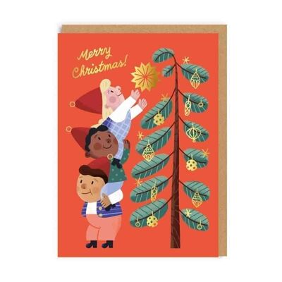 Tarjeta de Navidad del árbol de los ayudantes de Papá Noel
