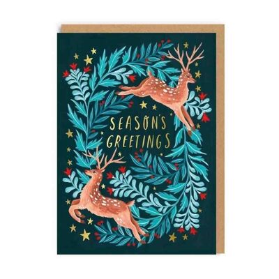 Tarjeta de Navidad de saludos de temporada de ciervos