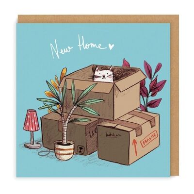 Neue Zuhause-Katzenboxen-Grußkarte