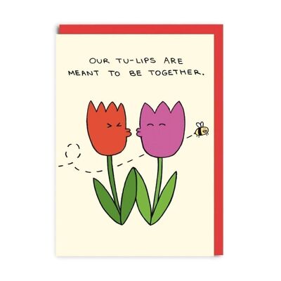 Biglietto d'auguri con tulipani con due labbra