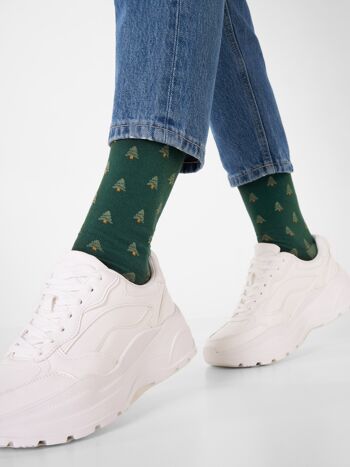 Chaussettes Bio Arbres - Chaussettes colorées avec des sapins de Noël 1