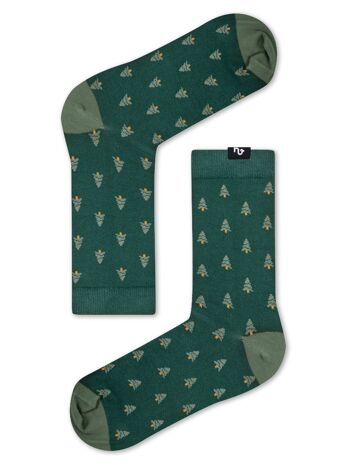 Chaussettes Bio Arbres - Chaussettes colorées avec des sapins de Noël 3