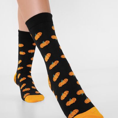 Organic socks with pumpkins - Black socks with a pumpkin pattern, pumpkins