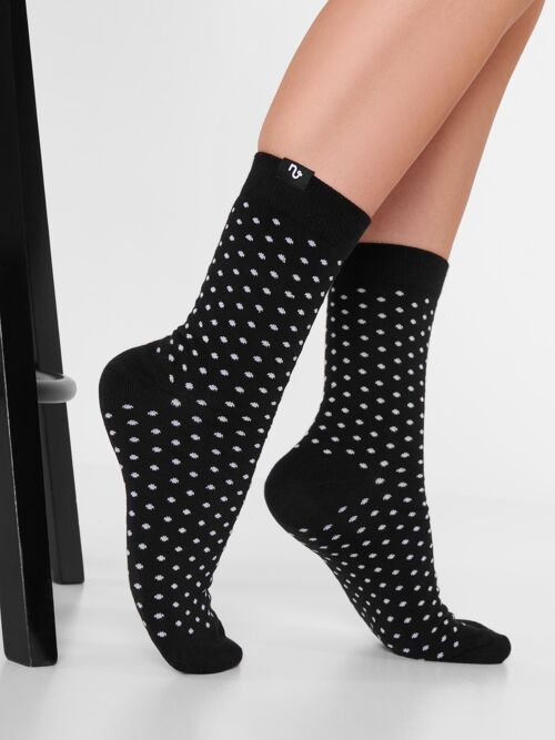 Bio-Socken Gepunktet - Schwarze Socken mit weißen Punkten, Punkte