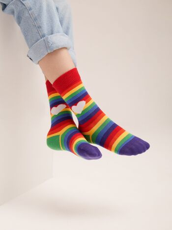 Chaussettes bio pour enfants arc-en-ciel - chaussettes rayées colorées pour enfants, arc-en-ciel 1