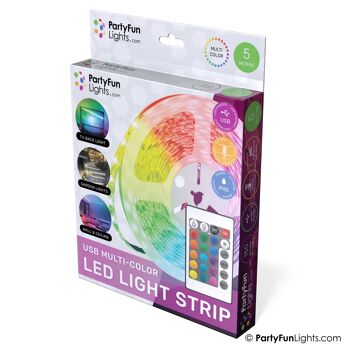 PartyFunLights - Bande LED - RVB Multicolore - Fonctionne sur USB - 5 Mètres 2