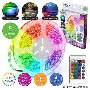 PartyFunLights - Bande LED - RVB Multicolore - Fonctionne sur USB - 5 Mètres 7