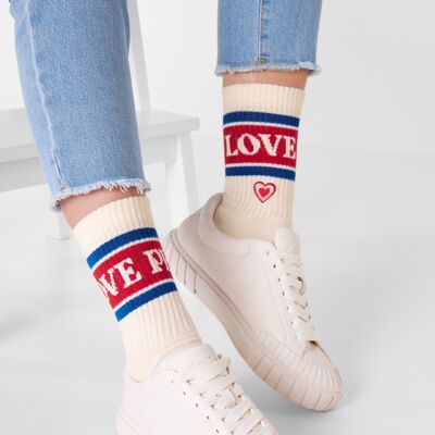 Organic Socks Love & Peace - White tennis socks Love and Peace