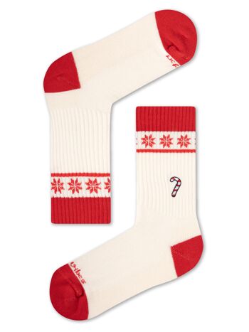 Chaussettes bio Sweet Christmas avec canne en bonbon - Chaussettes de tennis Sweet Xmas 3