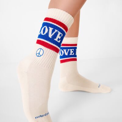 Organic socks Peace and Love - White tennis socks Peace and Love