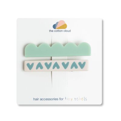 Hair pins 2-Set Maxi Stripes Aqua