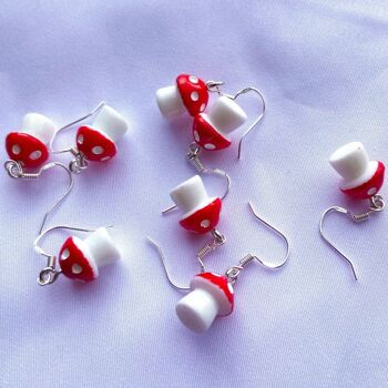 Boucles d'Oreilles Mini Champignon Rouge