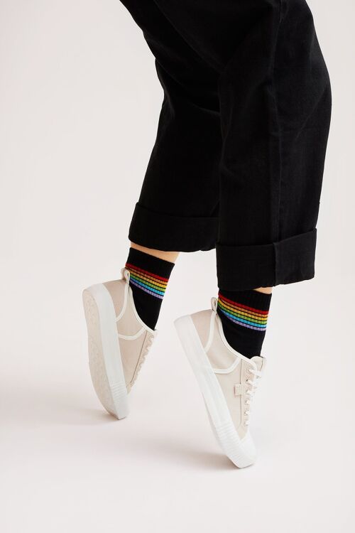 Bio Sneaker-Socken Gestreift - Schwarze Socken mit bunten Streifen, Stripes