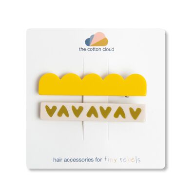 Forcine per capelli 2-Set Maxi Stripes Limone