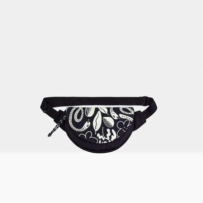 Mini fanny pack Arde PSICO FLOR in black and white