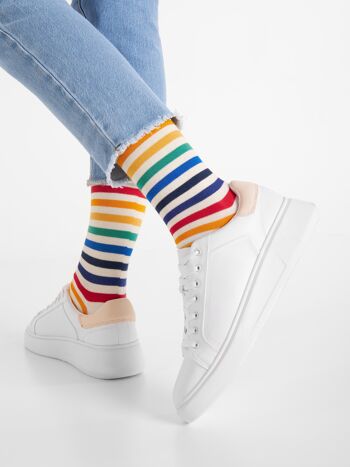 Chaussettes bio à rayures colorées - chaussettes à rayures colorées, Arcoiris 1
