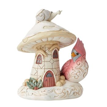 Maison champignon Woodland avec figurine Cardinal - Heartwood Creek par Jim Shore 2