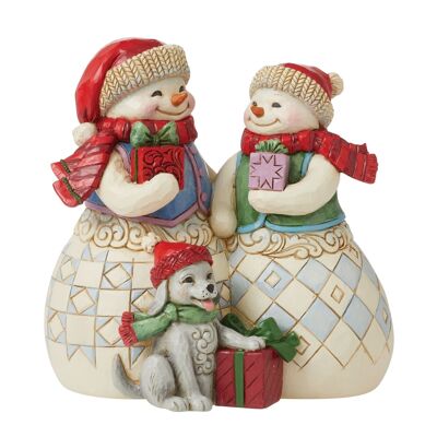 Snowman Couple with Puppy Figurine - Heartwood Creek by Jim Shore