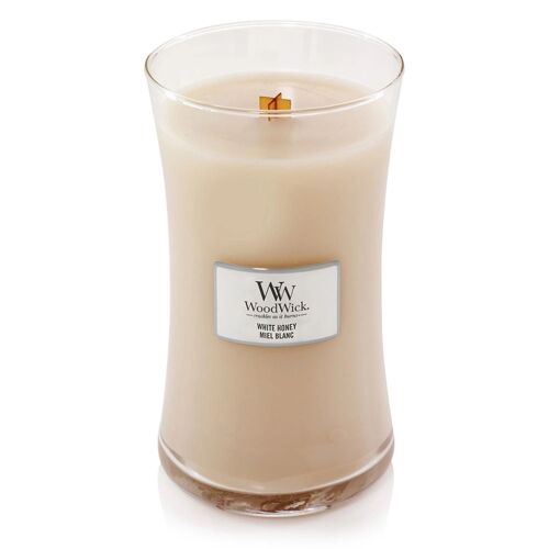 White Honey Large Hourglass Wood Wick Candle