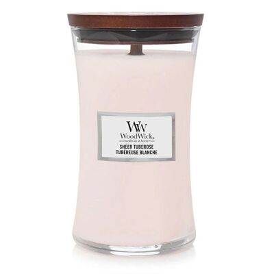 Sheer Tuberose Large Hour Glass Wood Wick Candle