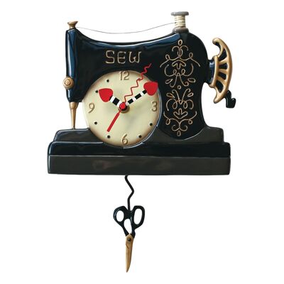 Vintage Stitch Clock (black sewing machine)