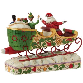 Répandre la joie de Noël (Figurine Copain et Père Noël en traîneau) - Elfe par Jim Shore 3