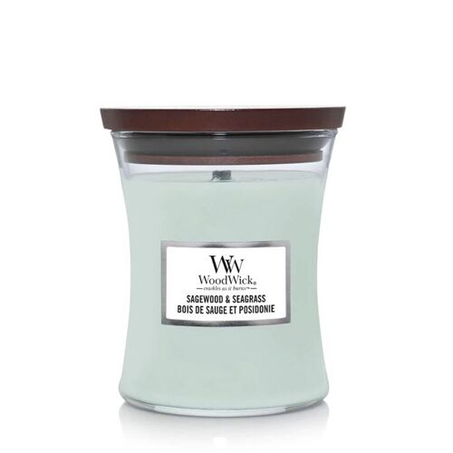 Sagewood & Seagrass Medium Hourglass Wood Wick Candle