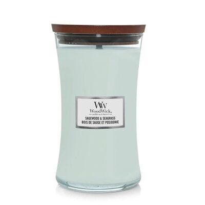 Sagewood & Seagrass Large Hourglass Wood Wick Candle