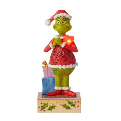 Happy Grinch with Blinking Heart Figurine