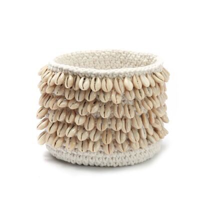 Le pot de fleurs en macramé Cowrie - Naturel M