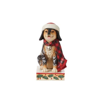 Highland Glen Dog in Santa Hat Figurine - Heartwood Creek by Jim Shore